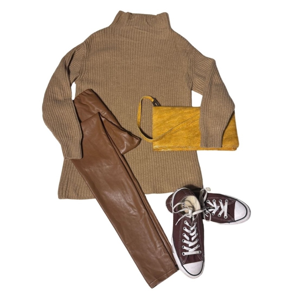 Wilfred Tan Brown Merino Wool Sweater High Neck  Dress Tunic – Size S